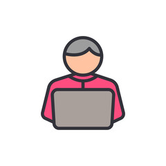 Online course colored icons, minimalist vector illustration ,simple transparent graphic element .Isolated on white background