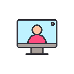 Online course colored icons, minimalist vector illustration ,simple transparent graphic element .Isolated on white background