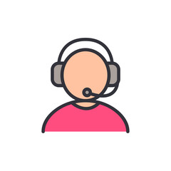 Contact support colored icons, minimalist vector illustration ,simple transparent graphic element .Isolated on white background