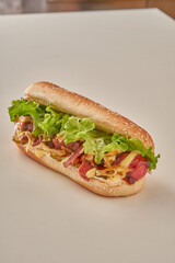 French Bread Sausage Sandwich with Cheddar Sauce