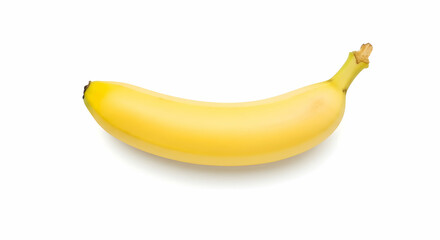 Ripe Yellow Banana Isolated on White Background Fresh Healthy Potassium Rich Fruit Tropical Snack Diet