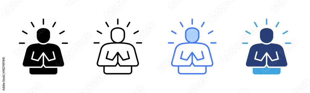 Poster humility icon sheet multiple style collection