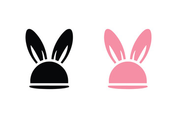 Obraz premium Cute bunny hat silhouette on white background. Bunny hat icon