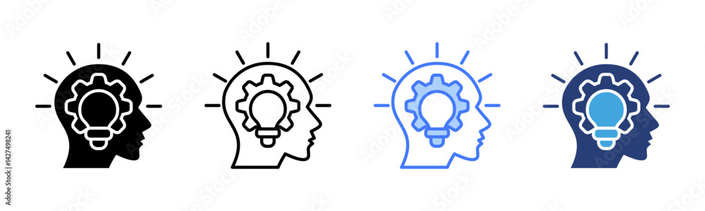 Poster critical thinking icon sheet multiple style collection