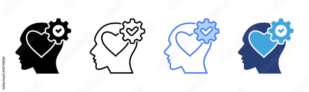 Poster emotional intelligence icon sheet multiple style collection
