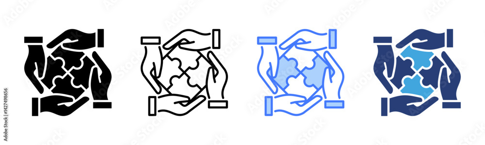 Poster collaboration icon sheet multiple style collection