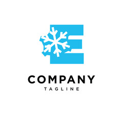 Letter E Snow Logo Icon Vector