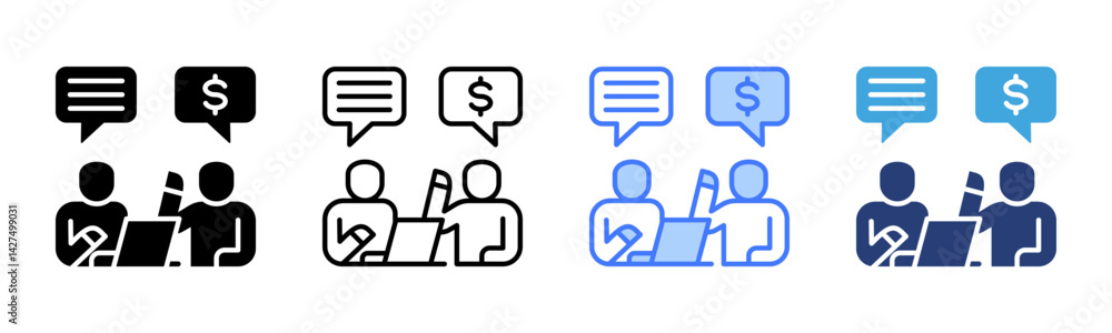 Aufkleber negotiation icon sheet multiple style collection