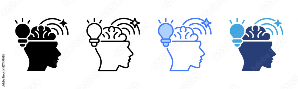 Poster creativity icon sheet multiple style collection