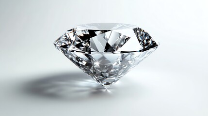 Sparkling Diamond Jewel on White Background with Reflective Light