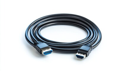 Coiled black digital video cable