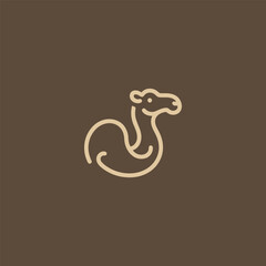 Fototapeta premium Minimalist Camel Head Line Art Logo – Desert camel head drawn with simple clean lines.