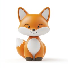 Fototapeta premium fox toys 3d rendering isolated on white background. Cartoon plastic style icon 