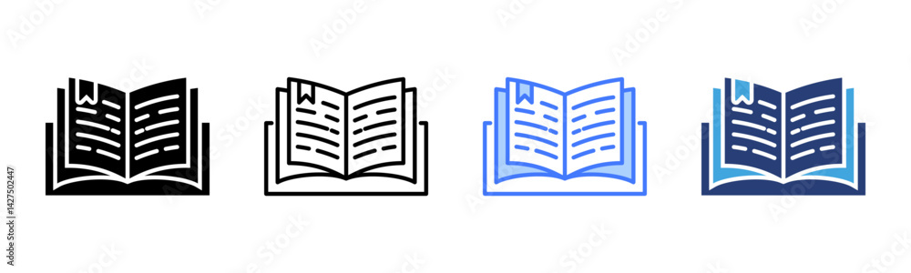 Aufkleber open book icon sheet multiple style collection