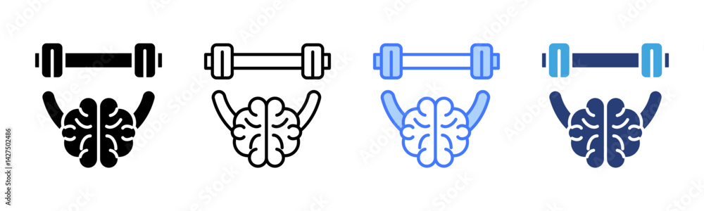 Poster brain training icon sheet multiple style collection