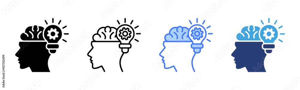 Poster creative thinking icon sheet multiple style collection