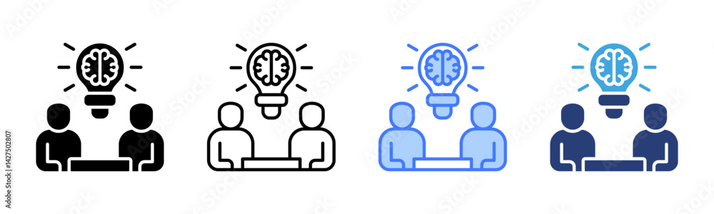 Poster Brainstorming icon sheet multiple style collection