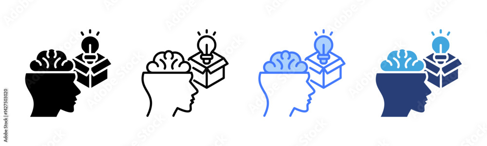 Poster think outside the box icon sheet multiple style collection
