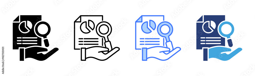 Poster case study icon sheet multiple style collection