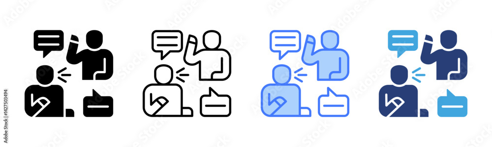 Poster communication icon sheet multiple style collection