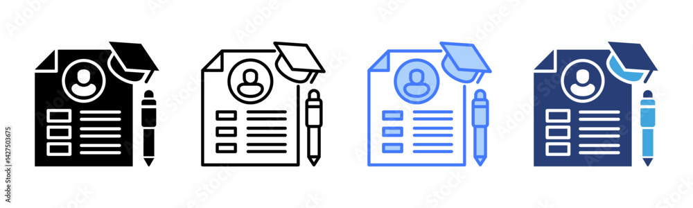 Poster curriculum icon sheet multiple style collection