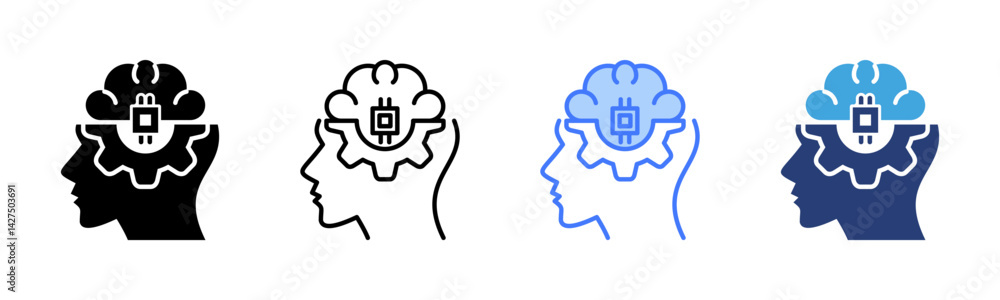 Poster Artificial Intellegence icon sheet multiple style collection