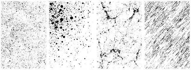 Grunge Texture Set with Ink Splatter, Drips, Cracks, and Diagonal Scratch Lines, Abstract Overlay Collection