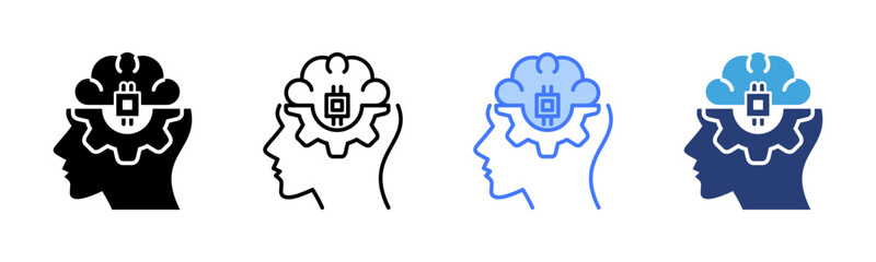 Artificial Intellegence icon sheet multiple style collection