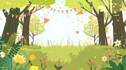 Spring Bank Holiday Natural Background: Spreading the Fresh, Cozy and Full - of - Vigor Scene of Spring Bank Holiday with Natural Phenomena