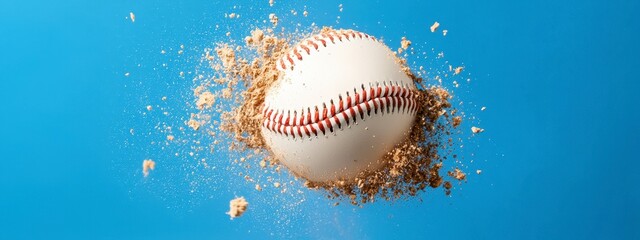 Baseball Explosion Against Blue Background
