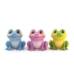 Fototapeta premium frog toys 3d rendering isolated on white background. Cartoon plastic style icon 