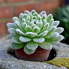 Frosted Green Succulent in Terracotta Pot