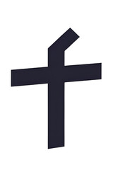 Abstract symbol resembling a cross with a tilted top bar.








