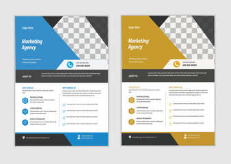 Corporate business flyer templates of a4 flyer modern template, in blue color, and modern design,marketing, business proposal, promotion, advertise, publication and editable vector template design.
