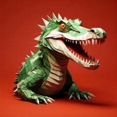 Obraz premium an AI Image Generator, Colorful Origami Dragon Bust with Dramatic Lighting