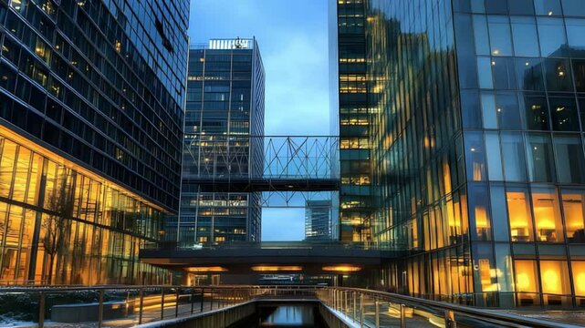 Urban Landscape: Office Buildings and South Quay Footbridge in Canary Wharf