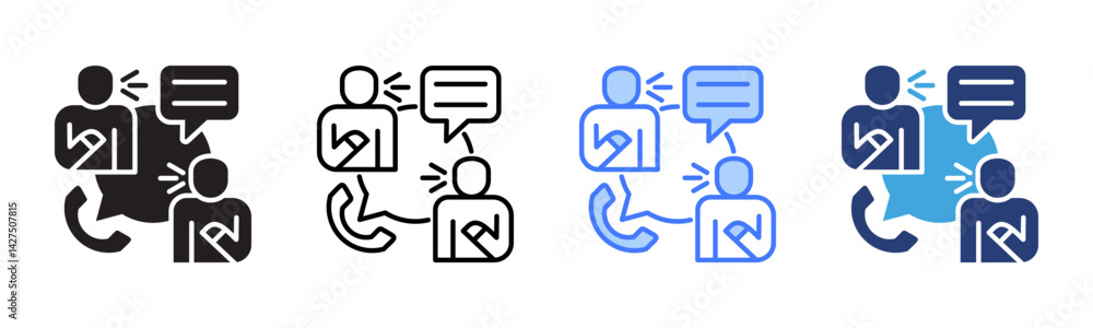 Poster communications icon sheet multiple style collection