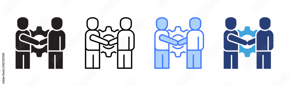Poster shake hands icon sheet multiple style collection
