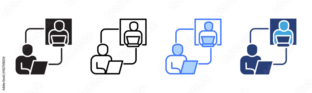 Poster online meeting icon sheet multiple style collection