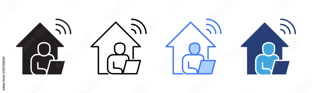 Poster Hybrid Work icon sheet multiple style collection