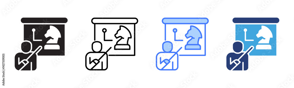 Poster strategy icon sheet multiple style collection