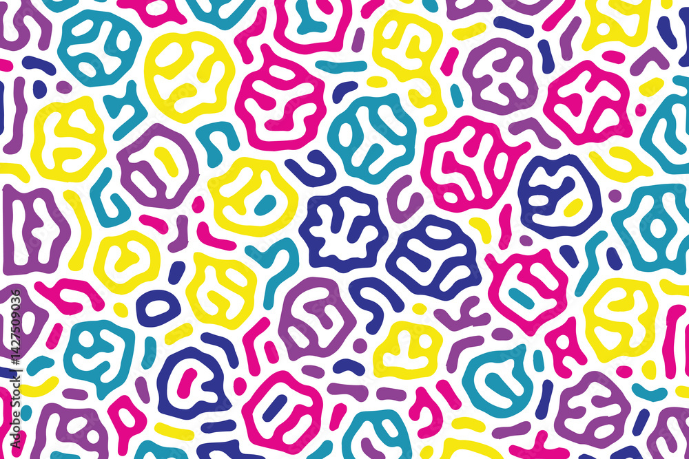 Aufkleber vibrant amoebic blobs in a playful colorful abstract design