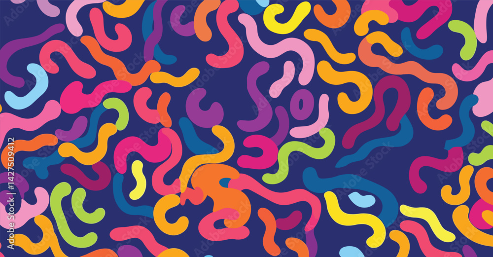 Poster whimsical curves a playful abstraction of vibrant forms