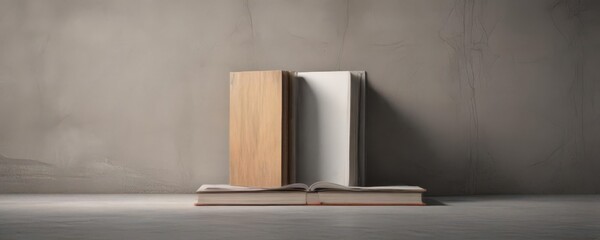 Elegant empty hardcover book on a concrete wall  Ideal for showcasing book covers  ,  book cover,  concrete texture,  cover