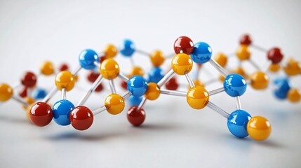scientific model of molecules with colored spheres for chemistry education and research