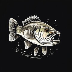 an AI Image Generator, Detailed Illustration of a Fish with Black