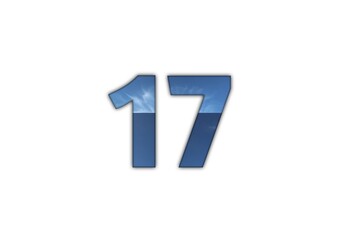 Serene Sky Seventeen: A Number Design Featuring a Tranquil Cloudscape
