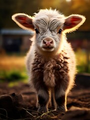 Obraz premium an AI Image Generator, Adorable Young Goat Standing in a Barn