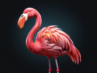 Obraz premium an AI Image Generator, Close-Up Artwork of a Pink Flamingo