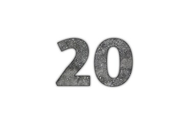 Number Twenty Textured with Asphalt Appearance